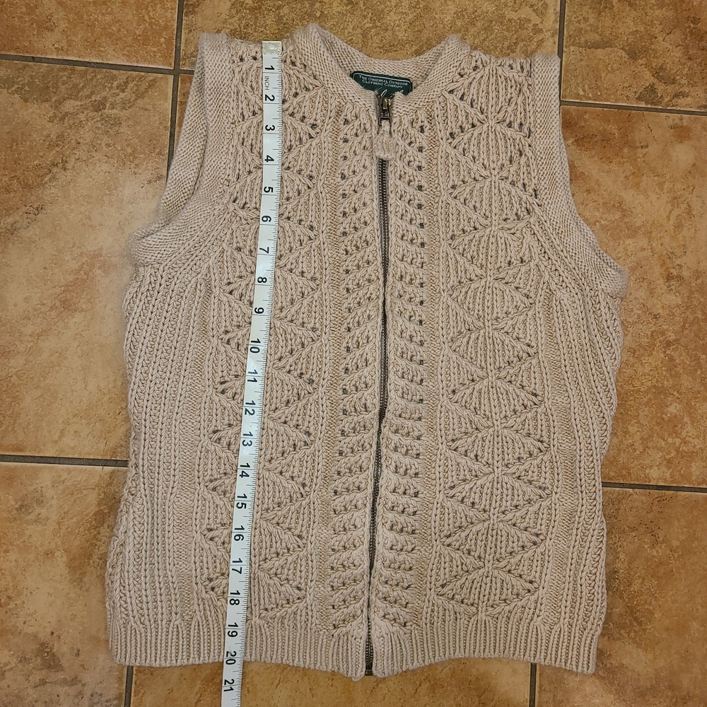 Woolrich Woman's Sz Sm Full Zip Brown Cable Knit Sweater Vest Brown Grandmacore - Picture 7 of 8